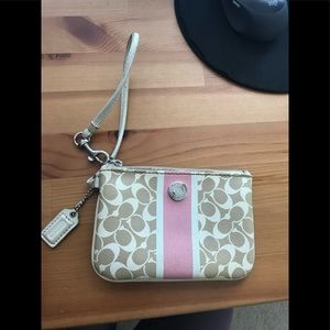 Pink Coach wristlet coin purse